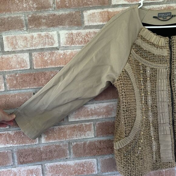 Sachin + Babi Ankasa Zip Up Mohair Wool Blend Beaded Jacket Size 6 - Picture 4 of 7